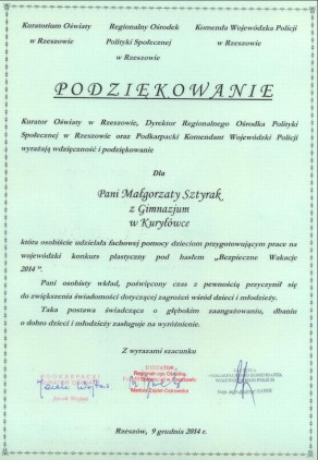 bezp wakacje 2014 podziekowanie