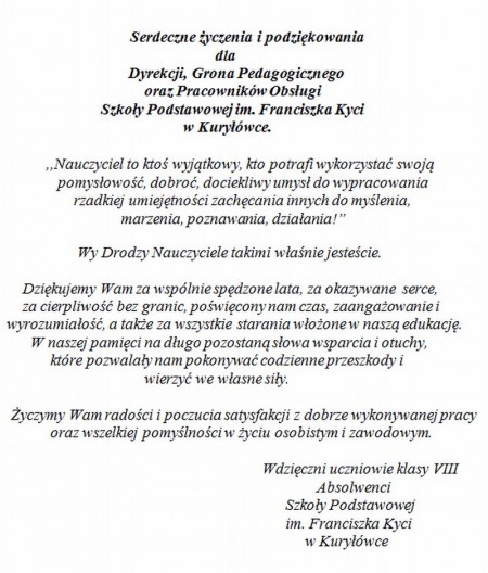 podziękowania kl8